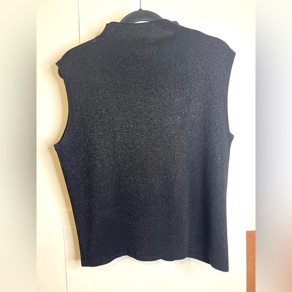 Coldwater Creek Women’s Size L Shimmery Black Silk Blend Sleeveless Knit Top - Picture 2 of 6